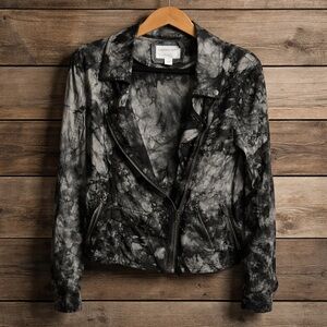 Evereve Marrakech Black & Gray Tie-Dye Moto Jacket